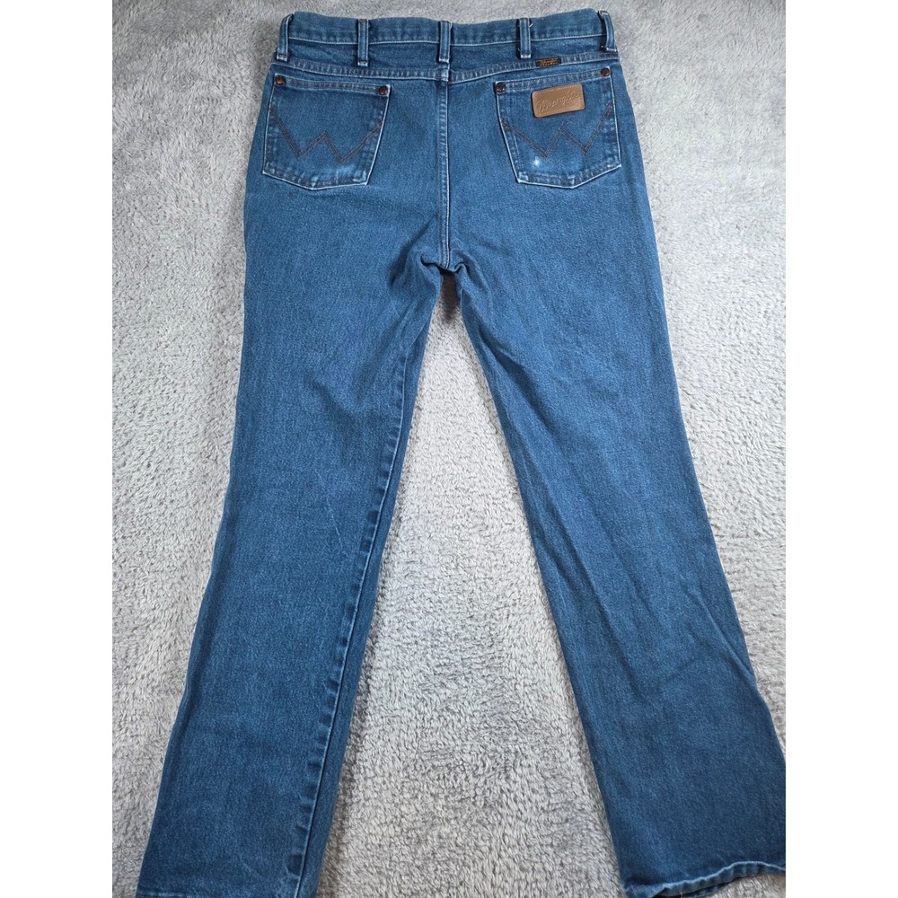 Wrangler Cowboy Cut Jeans 32x32 Blue Mens Slim Fit Straight Leg 936DEN Denim - Picture 8 of 9